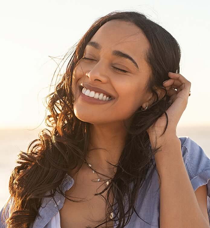 happy woman with pretty smile